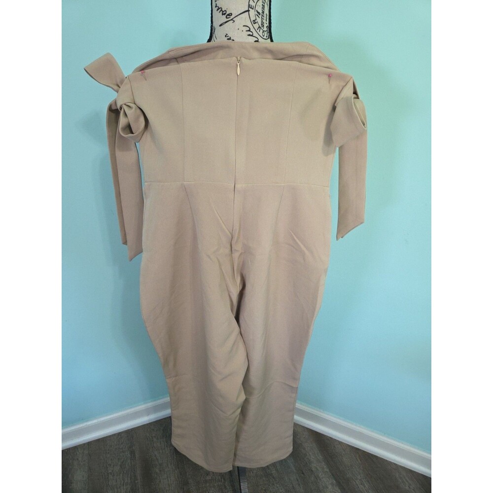 KITTENISH CAMEL COLORED JUMPSUIT WITH TIE SLEEVES new with tags medium